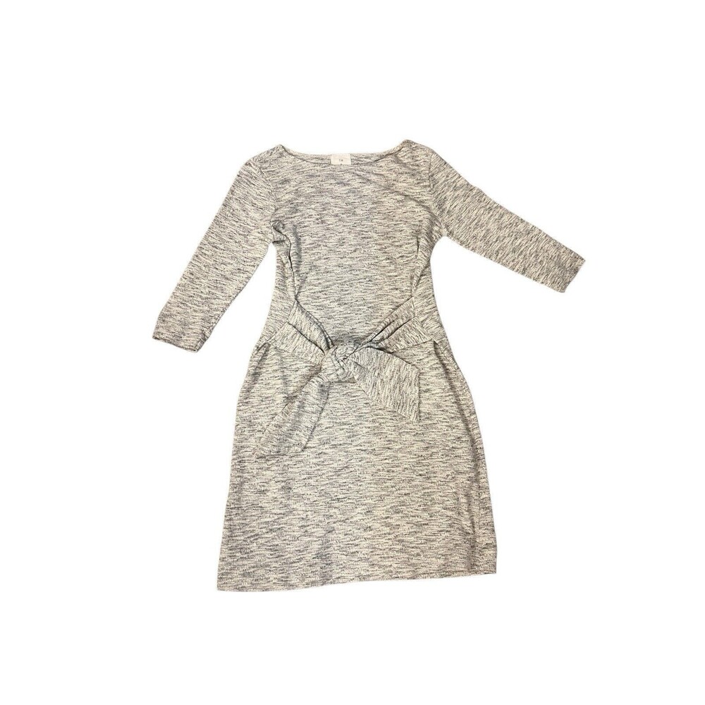 t.la Anthropologie becky tie-waist grey whiteโ Knit dress size small